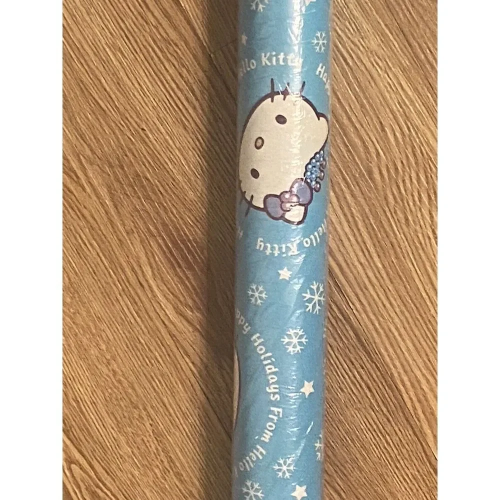 Hello Kitty Gift Wrap Blue Holiday VTG New Sealed Sanrio‎